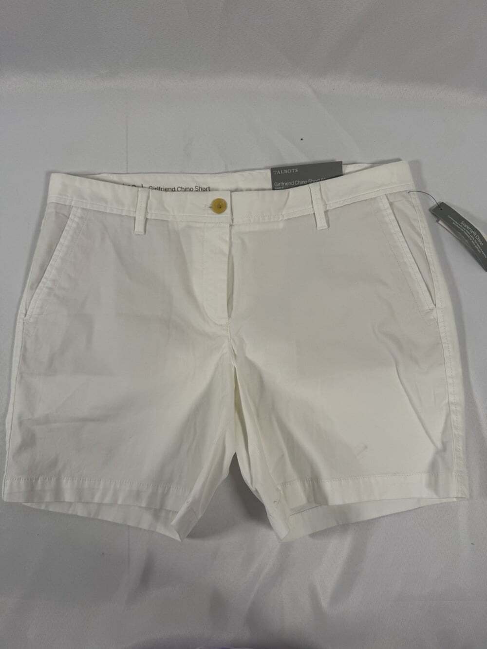 Talbots Girlfriend Chino Shorts Women’s 10P WhiteCotton Twill Pockets Flat Front - Picture 1 of 3